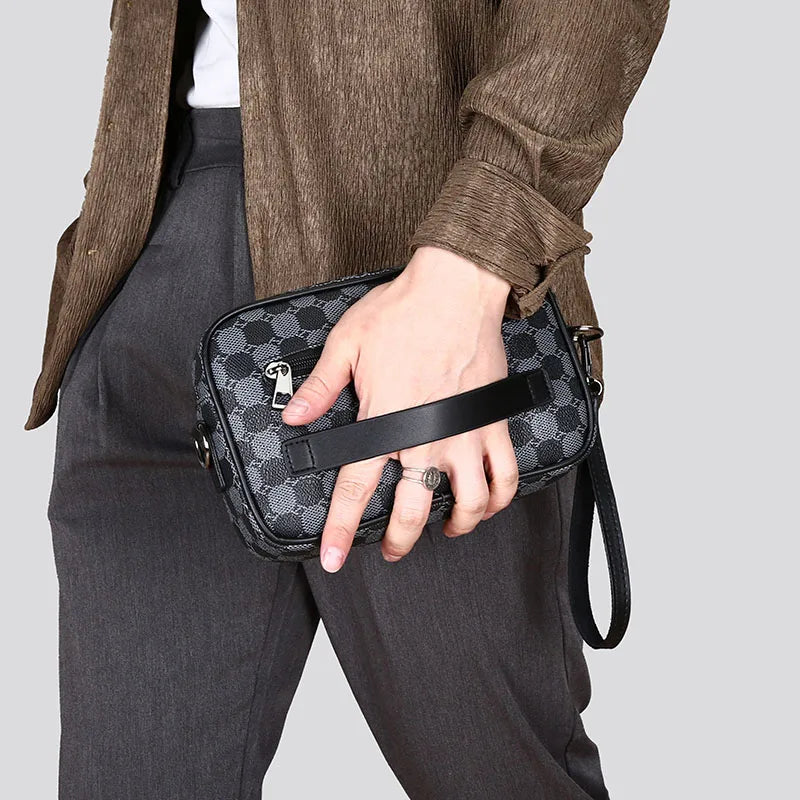 Top-Quality PU Leather Men Waist Packs Business Crossbody Bags for Male Fashion Travel Storage Phone Shoulder Bags Clutch Bag